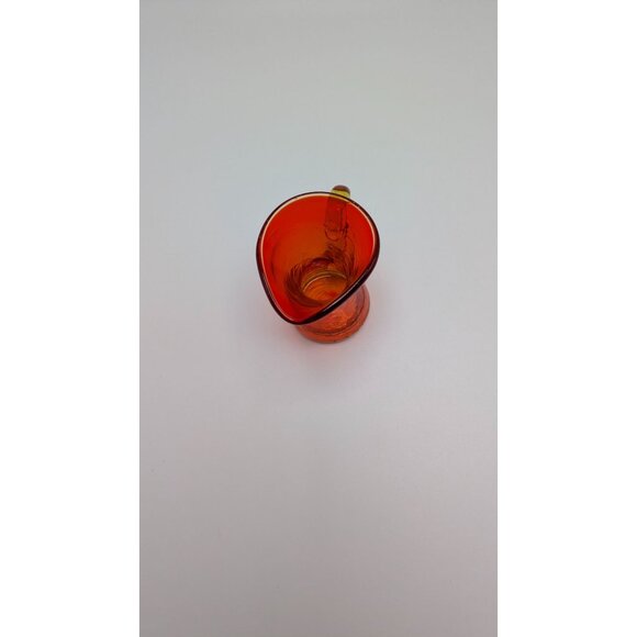 Vintage Art Glass Miniature Pitcher Crackle Finish Yellow Handle - Picture 5 of 8